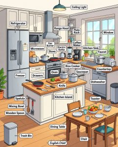 Vocabulary : Kitchen Words with pictures