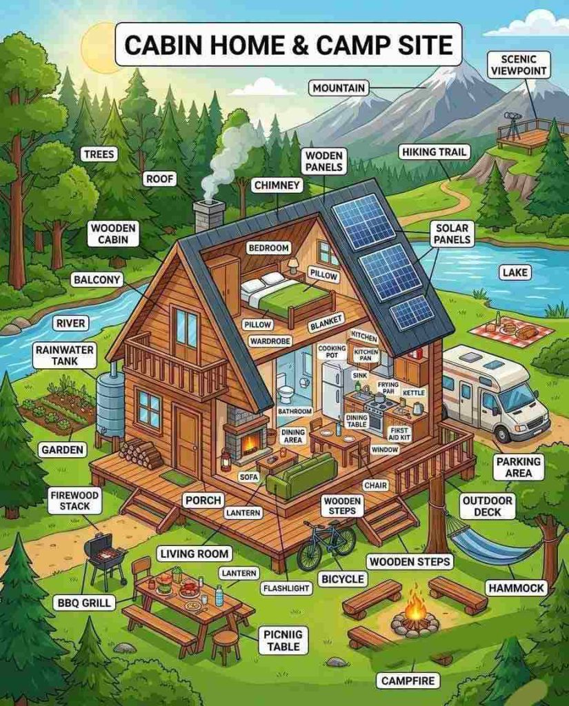 Common English Words related to HOME and CAMP with Pictures