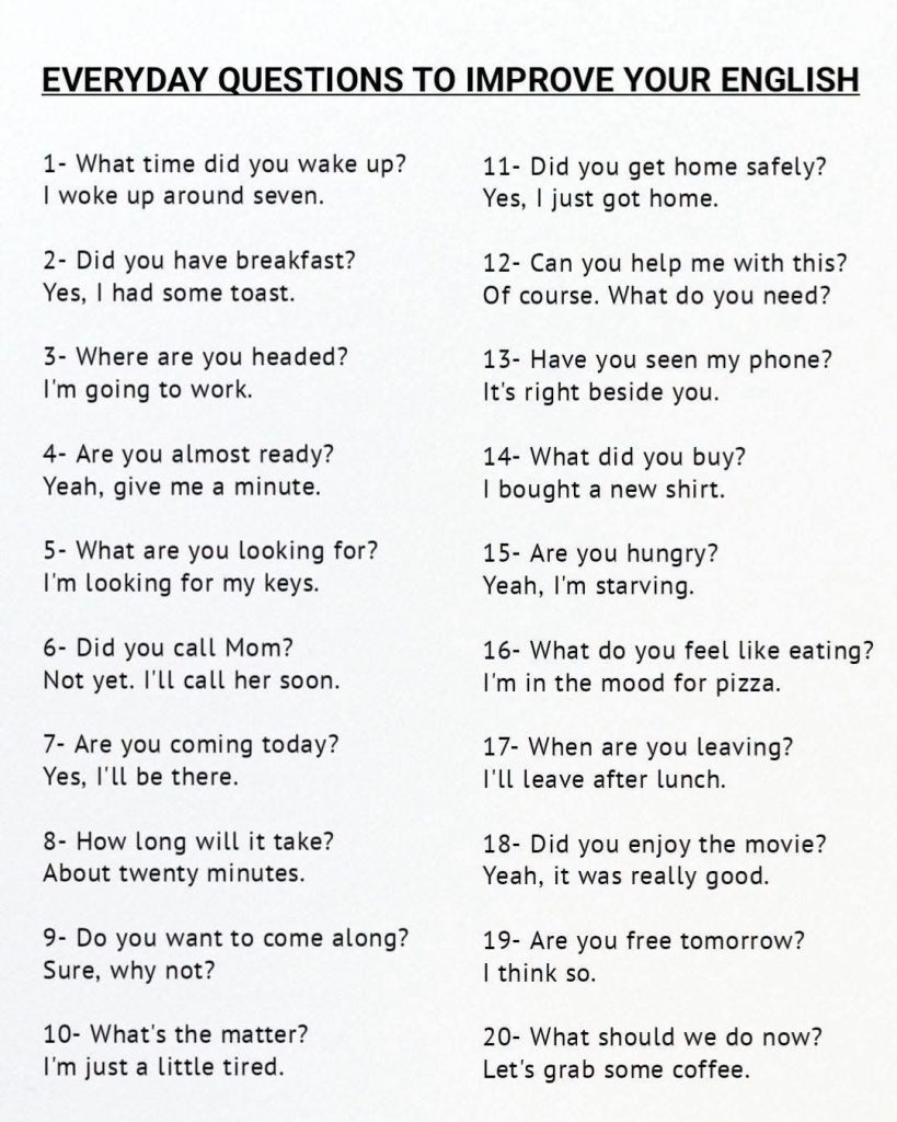 Speaking Skill: Daily questions to improve English