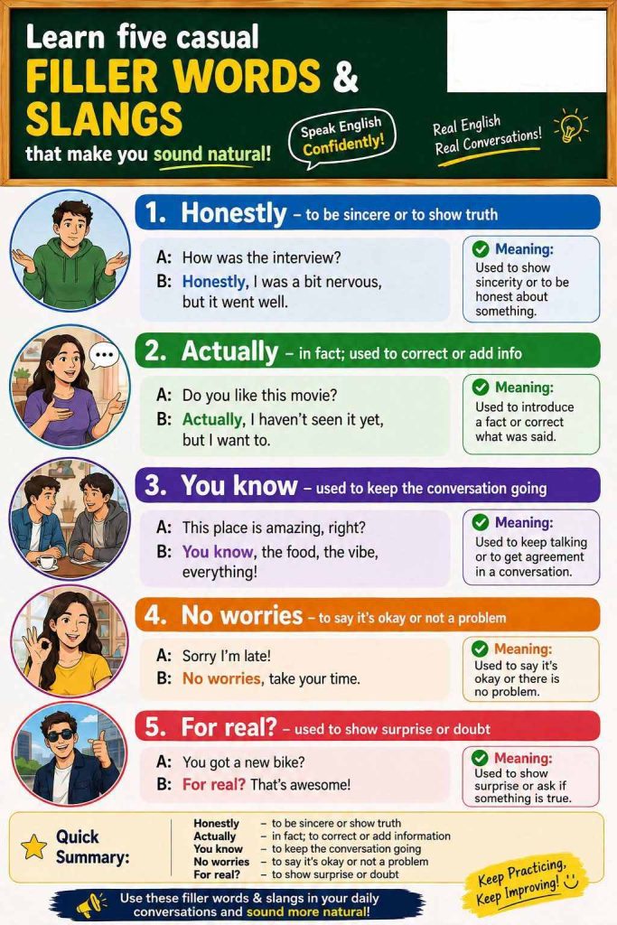 Common filler word slangs in english