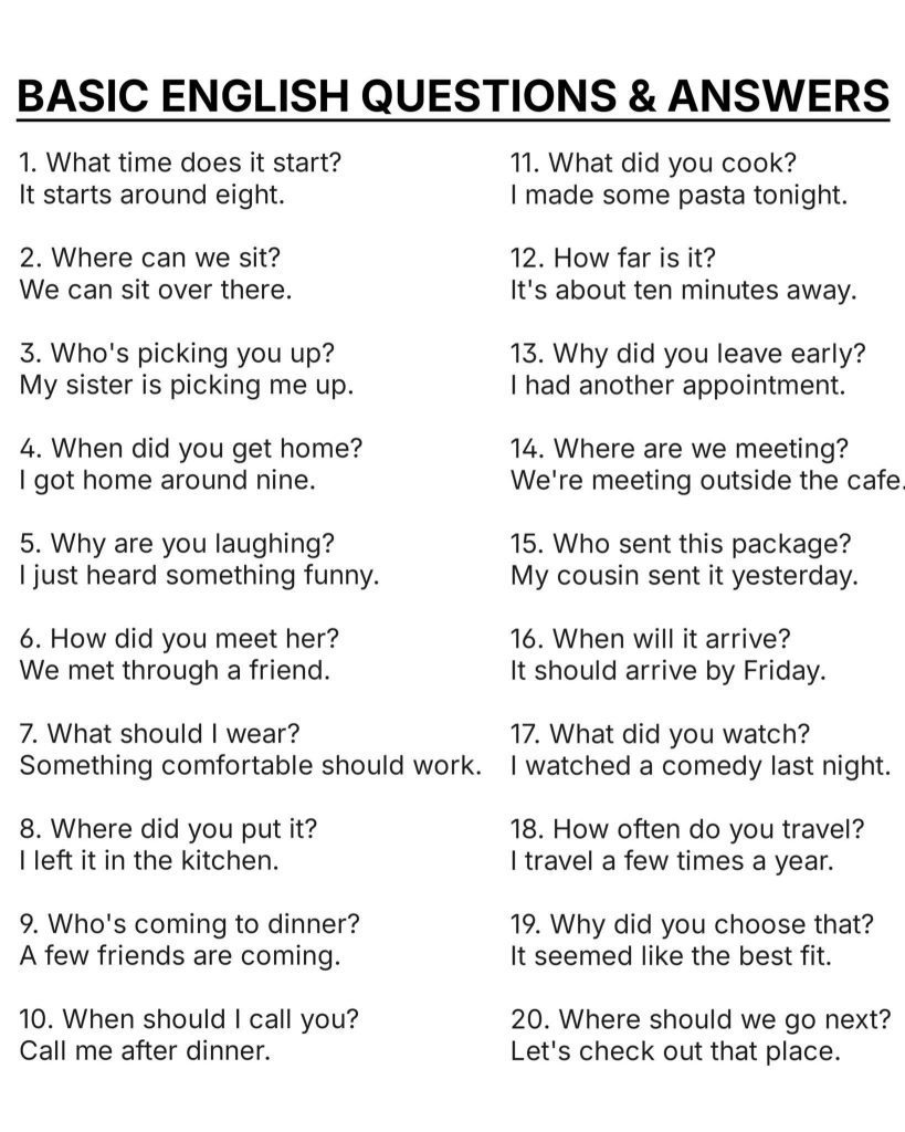 Common English questions with answers