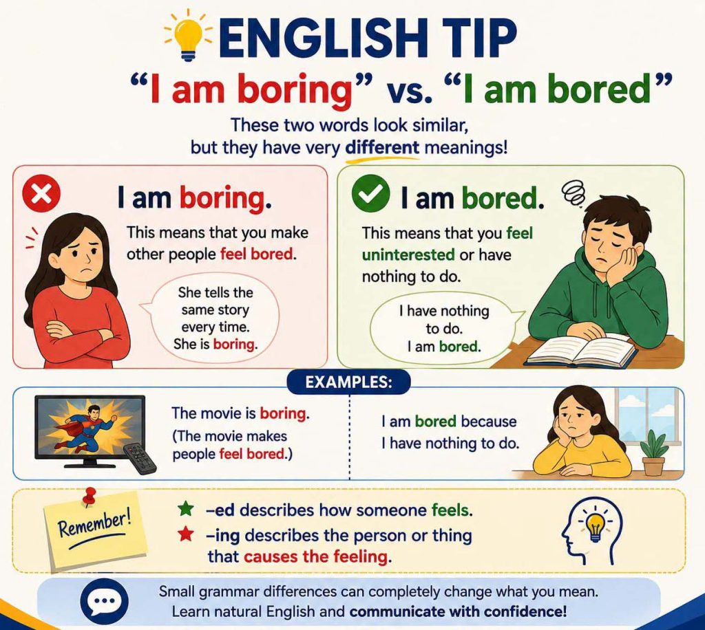 What is the difference between bored and boring