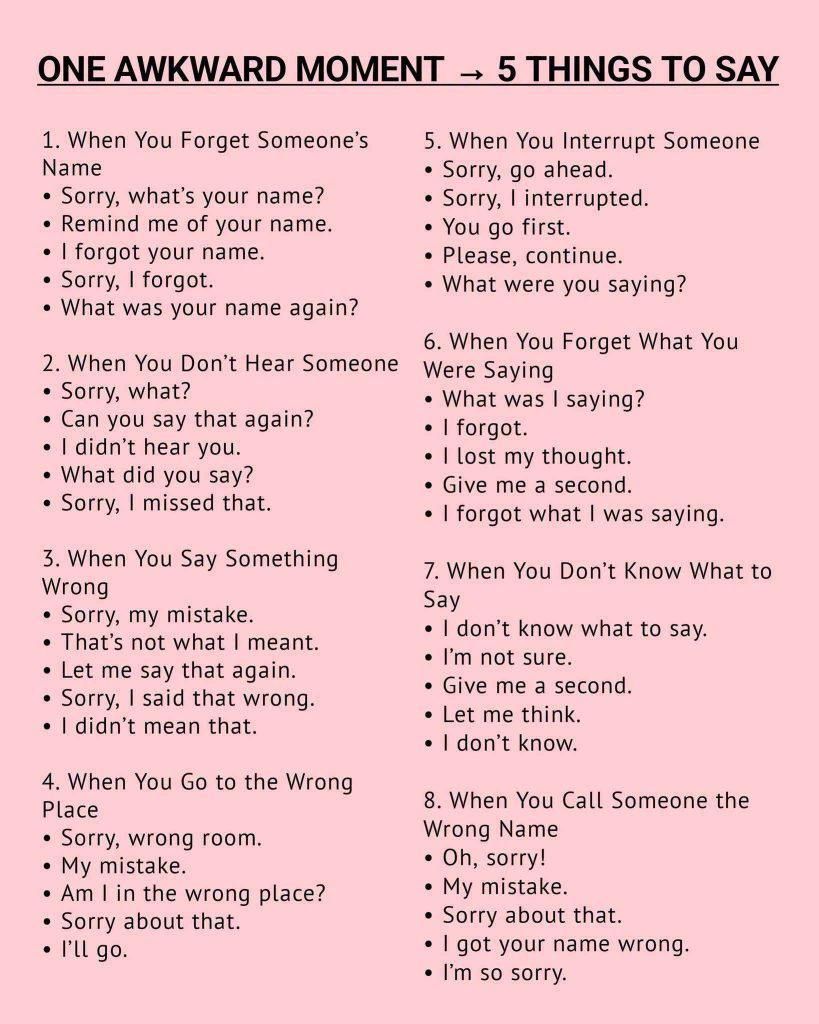 Five things you may say in different situations
