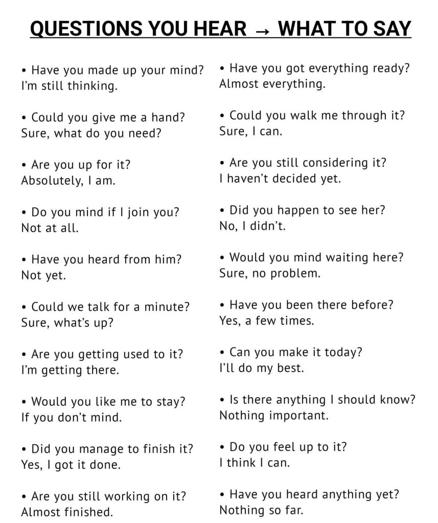 How to answer to the common English questions in daily life